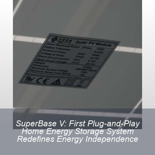 SuperBase V: First Plug-and-Play Home Energy Storage System Redefines Energy Independence